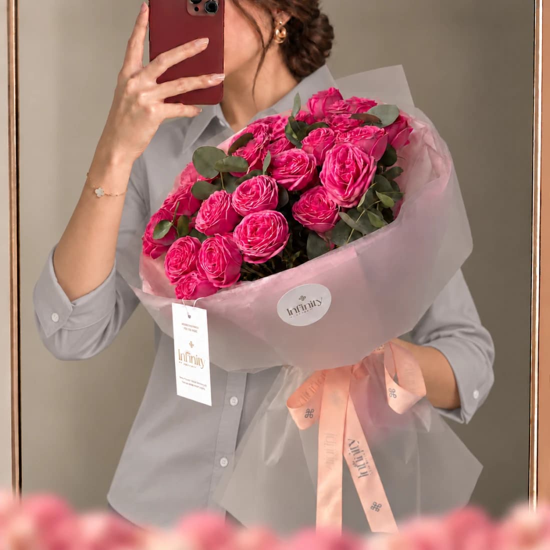 Twenty Pink Spray Roses